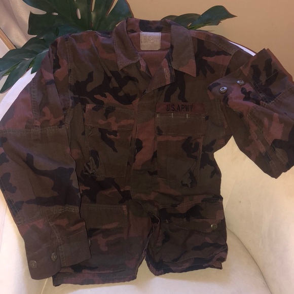 Unique maroon and green Army Jacket w/collar - Picture 2 of 10